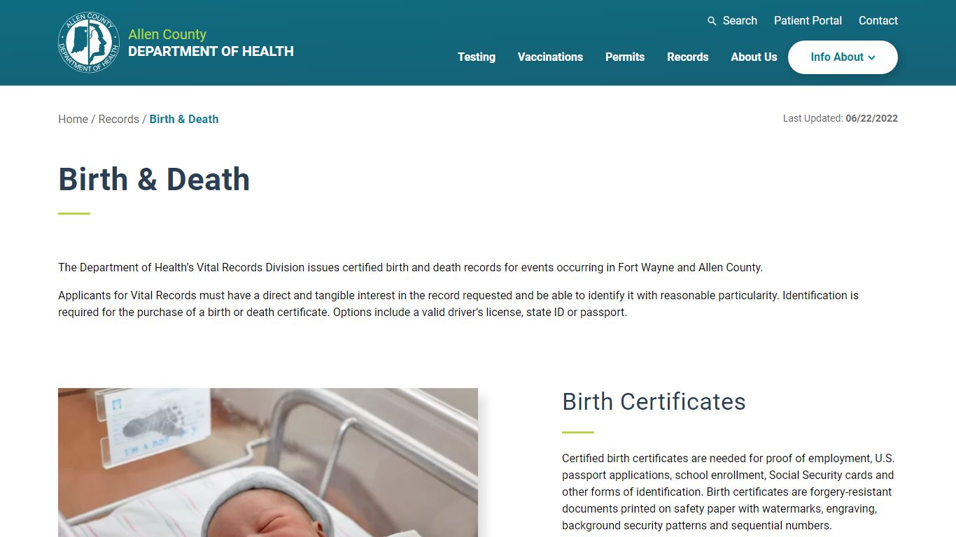 Certified Birth and Death Records | Allen County ...